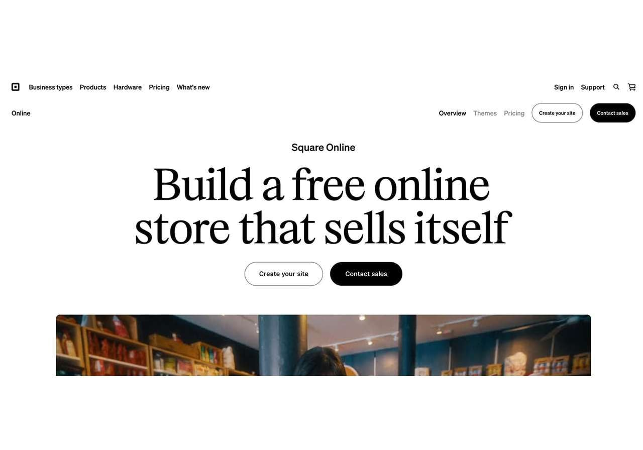 A screenshot of the Square Online landing page.